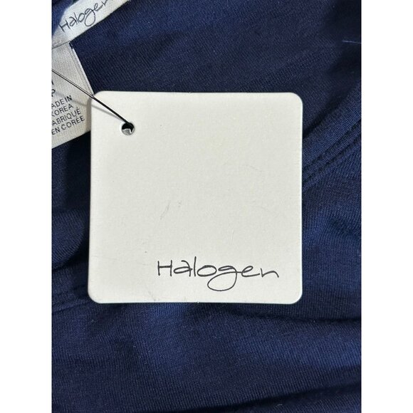 Halogen Jersey Knit Long Sleeve Ruched Bodycon Dress in Navy - Sz PS - NWT - Picture 4 of 6